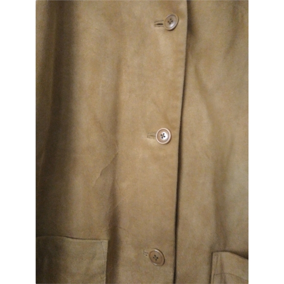 GAP Womens Brown Soft Calf Suede Blazer Coat Lined 3 Button Front Pockets US XL - Picture 8 of 11
